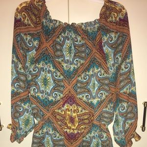 SA Brown, blue, & yellow Charming Charlie dress